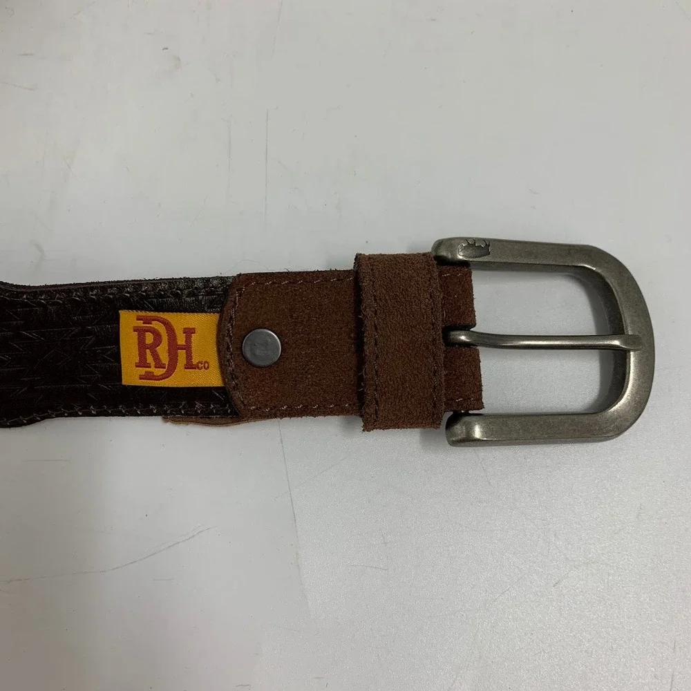 Red Dirt Hat Co Mens Brown Leather Southwestern Embossed Western‎ Belt 44.5 Inch